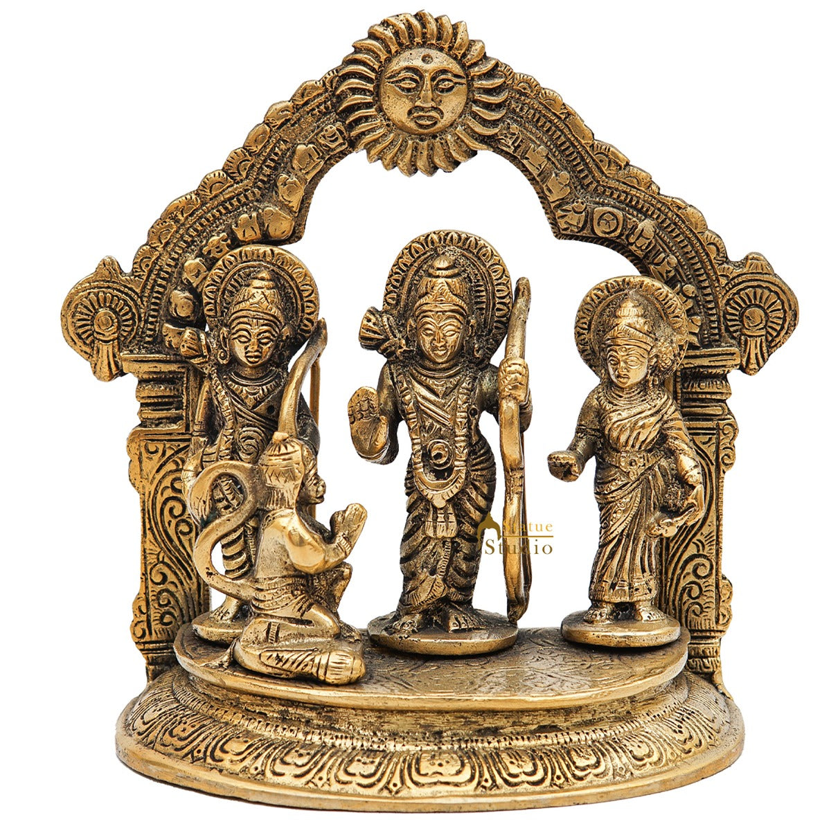 Brass Small Ram Darbar Family Idol Home Pooja Room Décor Showpiece Statue 7" - Image 3