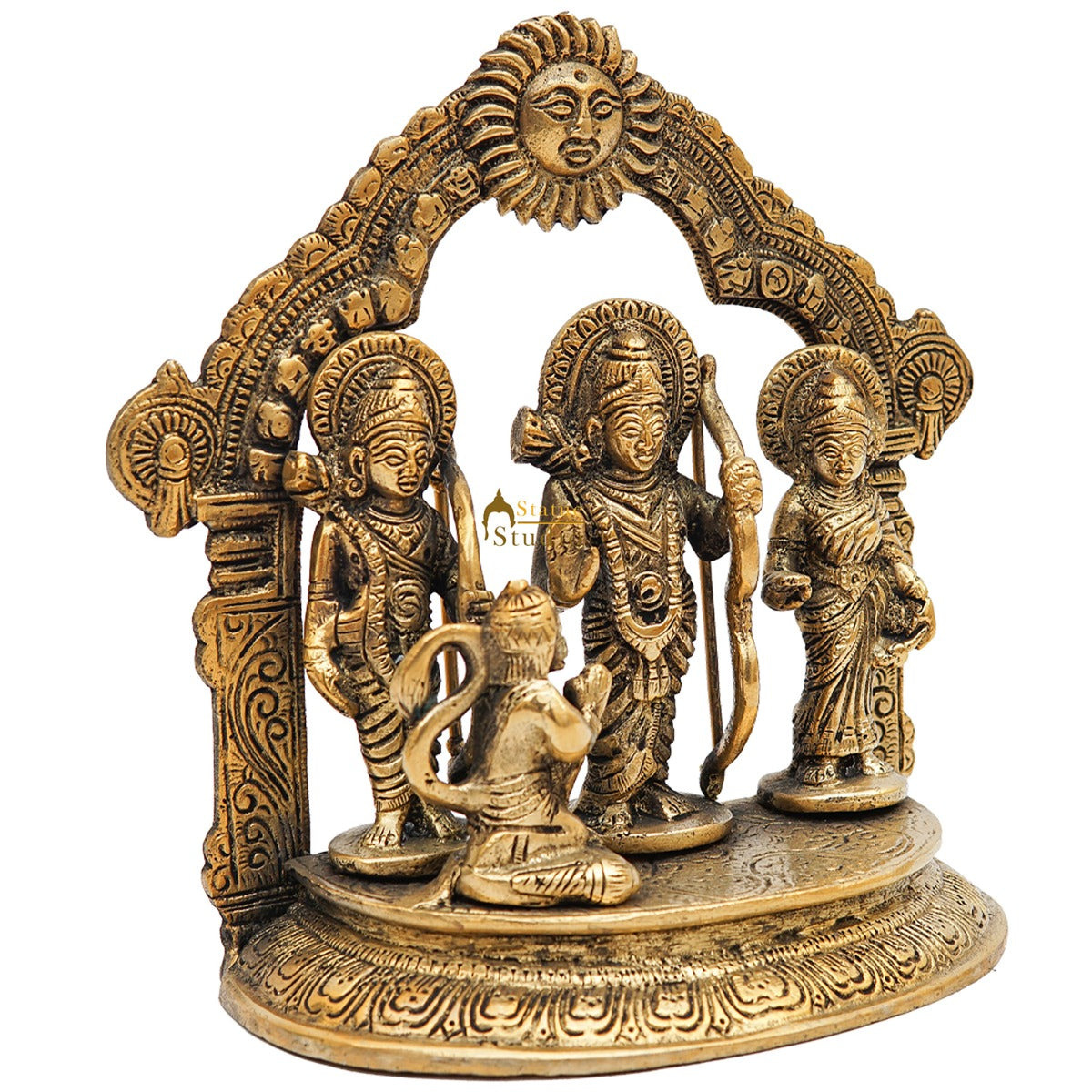 Brass Small Ram Darbar Family Idol Home Pooja Room Décor Showpiece Statue 7"
