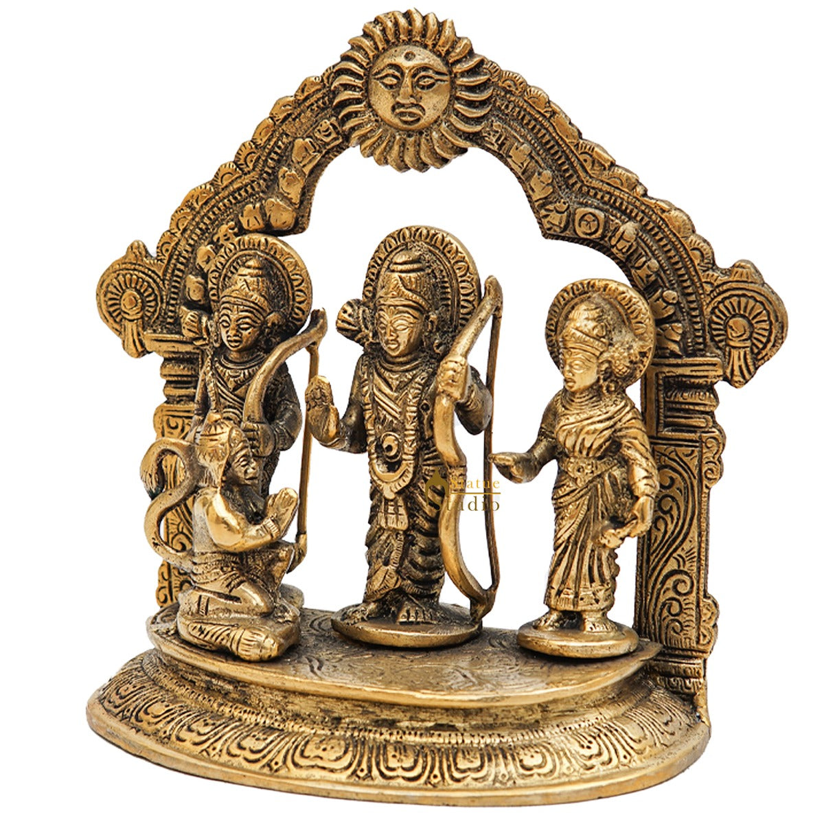 Brass Small Ram Darbar Family Idol Home Pooja Room Décor Showpiece Statue 7"