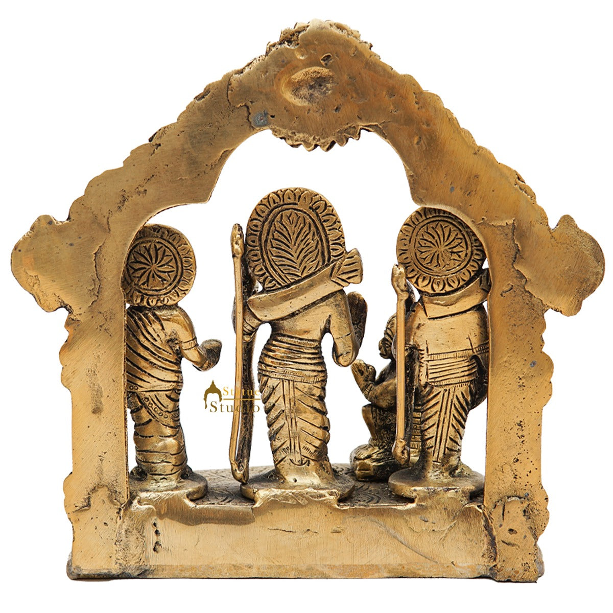 Brass Small Ram Darbar Family Idol Home Pooja Room Décor Showpiece Statue 7"