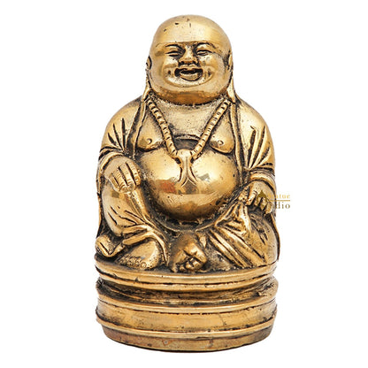 Brass Laughing Happy Buddha Idol Small Showpiece Fengshui Vastu Décor 5 Inch by vendor-unknown - Buddha (View 3)