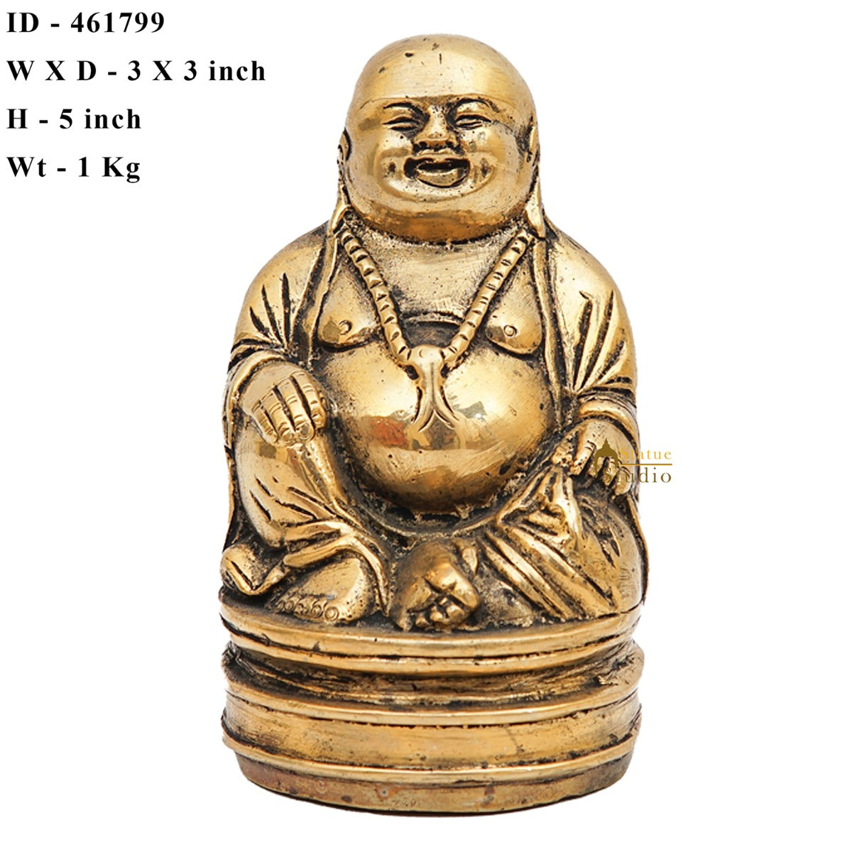 Brass Laughing Happy Buddha Idol Small Showpiece Fengshui Vastu Décor 5 Inch - Image 7