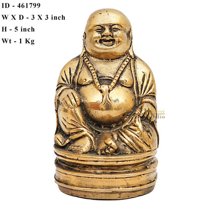 Brass Laughing Happy Buddha Idol Small Showpiece Fengshui Vastu Décor 5 Inch by vendor-unknown - Buddha (View 7)