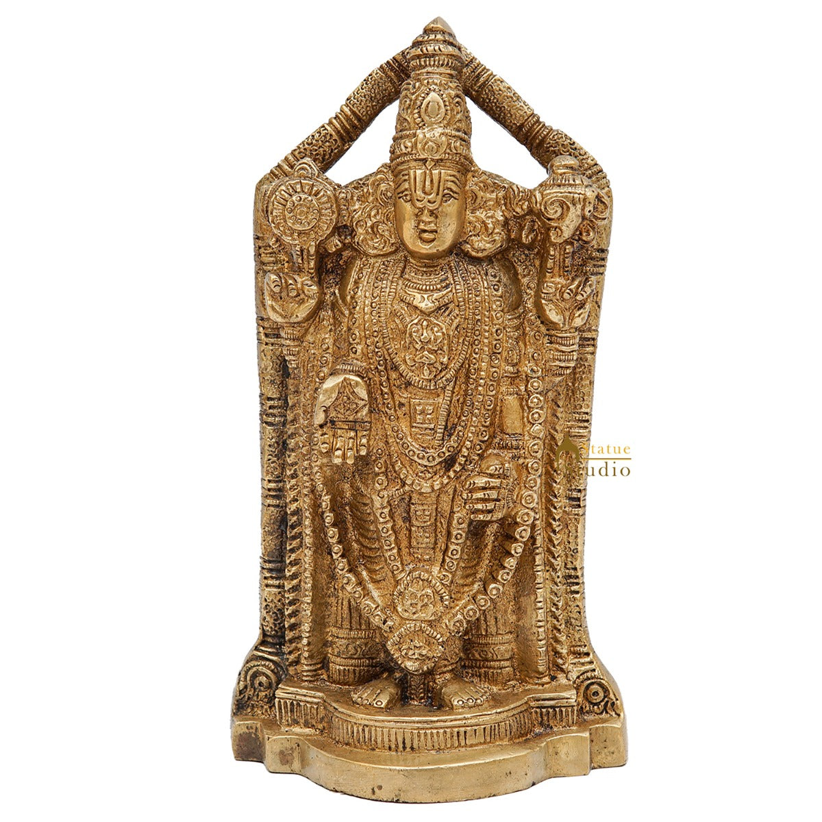 Brass Tirupathi Balaji Venkateshvara Idol Home Pooja Temple Décor Statue 7" - Image 3