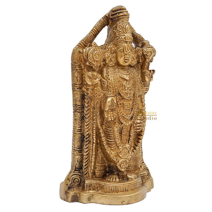 Brass Tirupathi Balaji Venkateshvara Idol Home Pooja Temple Décor Statue 7" by vendor-unknown - Gifting (View 4)