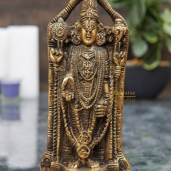 Brass Tirupathi Balaji Venkateshvara Idol Home Pooja Temple Décor Statue 7"