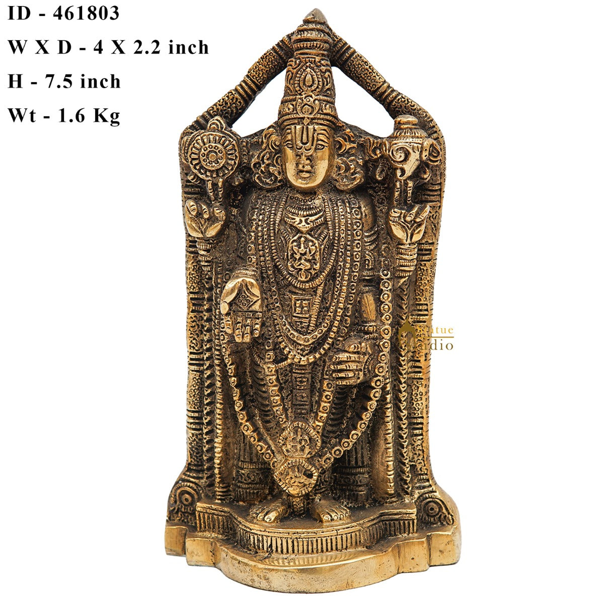 Brass Tirupathi Balaji Venkateshvara Idol Home Pooja Temple Décor Statue 7" - Image 6