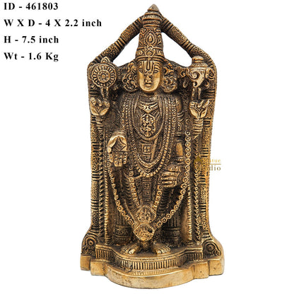Brass Tirupathi Balaji Venkateshvara Idol Home Pooja Temple Décor Statue 7" by vendor-unknown - Gifting (View 6)