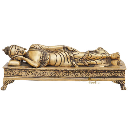 Brass Sleeping Buddha Rate Antique Showpiece For Home Office Décor Gift Idol 3" by vendor-unknown - Buddha (View 3)