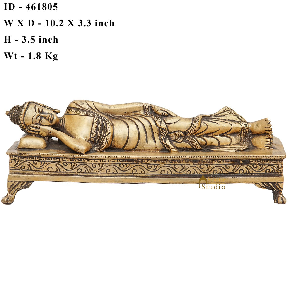 Brass Sleeping Buddha Rate Antique Showpiece For Home Office Décor Gift Idol 3"