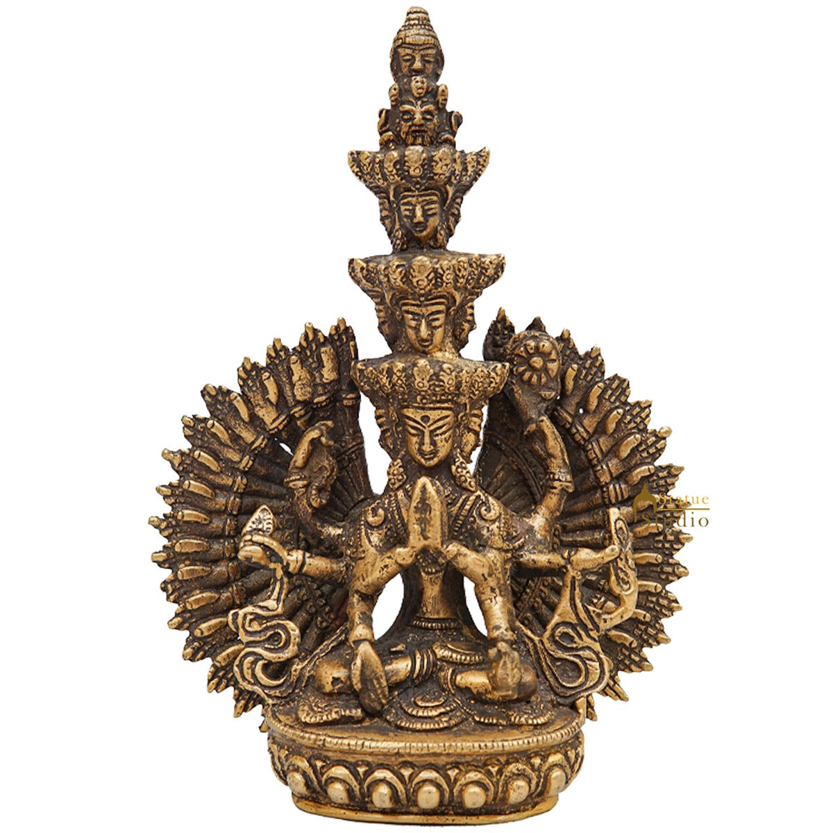 Brass Buddha Avalokiteshvara Chenrezig Idol For Home Office Décor Statue 7" - Image 3