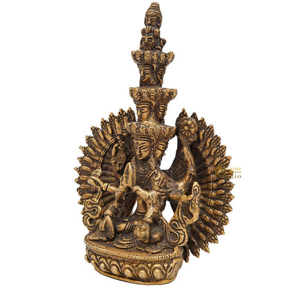 Brass Buddha Avalokiteshvara Chenrezig Idol For Home Office Décor Statue 7" by vendor-unknown - Buddha (View 5)