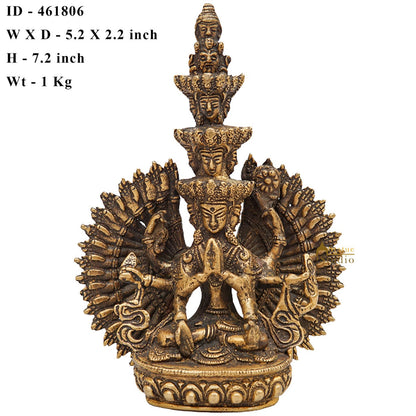 Brass Buddha Avalokiteshvara Chenrezig Idol For Home Office Décor Statue 7" by vendor-unknown - Buddha (View 7)