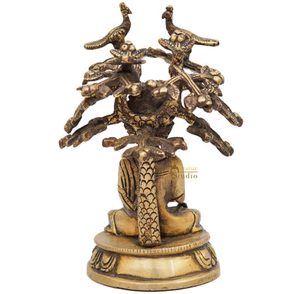Brass Antique Rare Buddha Statue Small Sitting Under Tree Gift Showpiece 6" by vendor-unknown - Buddha (View 6)