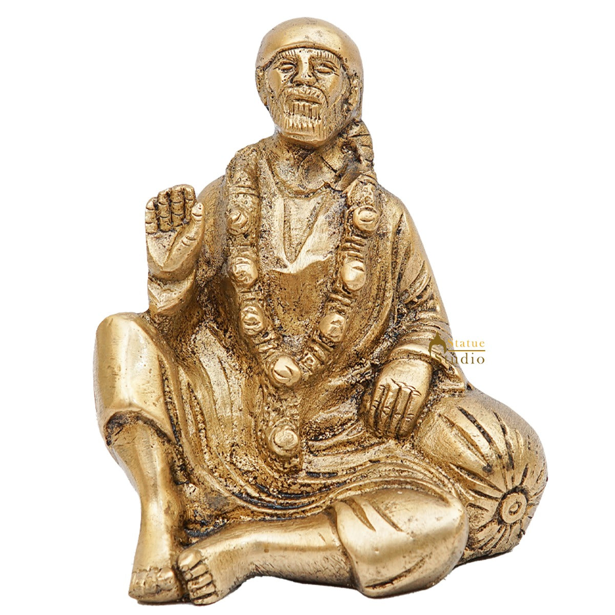Brass Sai Baba Idol Home Temple Pooja Room Décor Statue Showpiece 4"