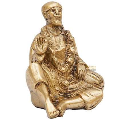 Brass Sai Baba Idol Home Temple Pooja Room Décor Statue Showpiece 4" by vendor-unknown - Hindu Gods (View 4)