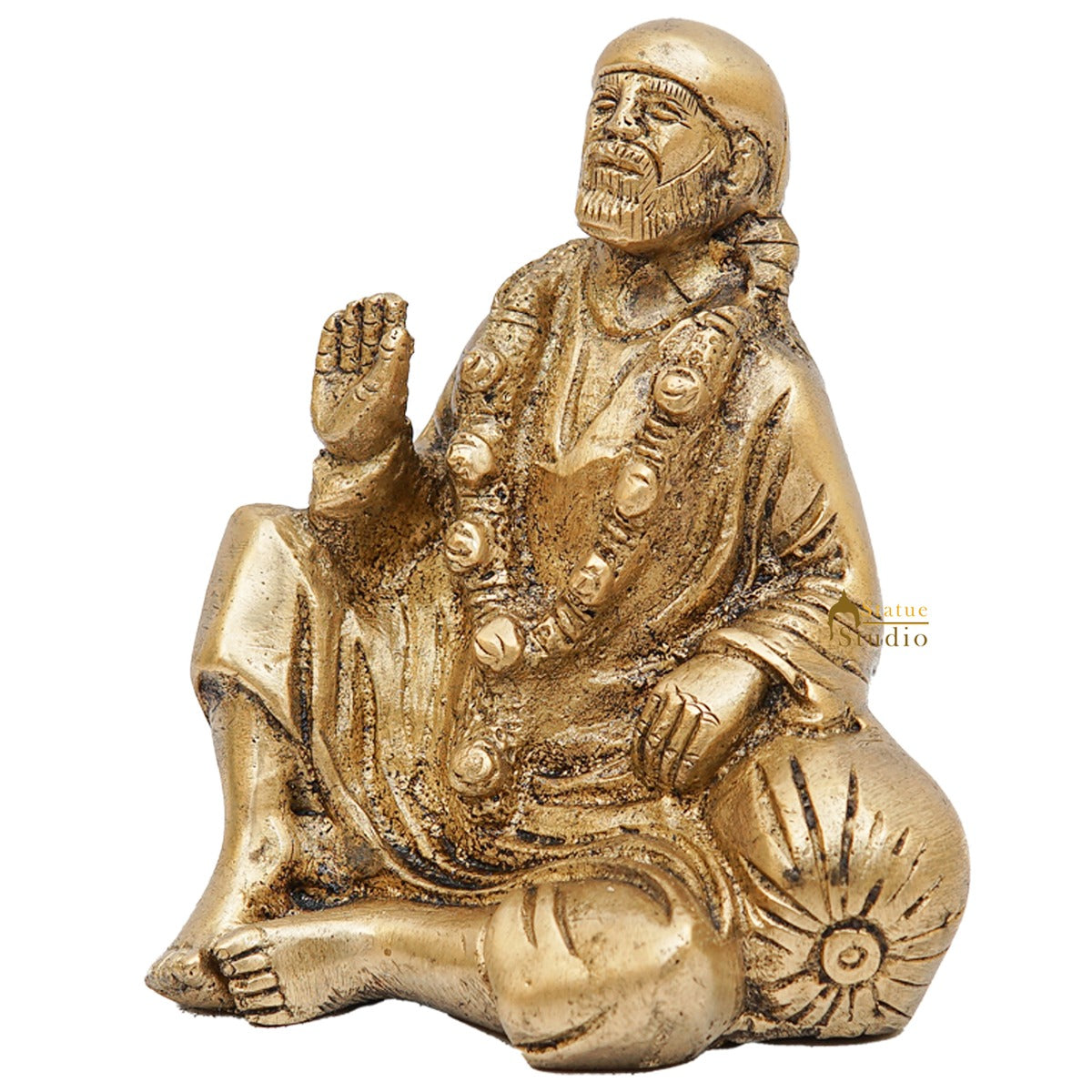 Brass Sai Baba Idol Home Temple Pooja Room Décor Statue Showpiece 4" - Image 5