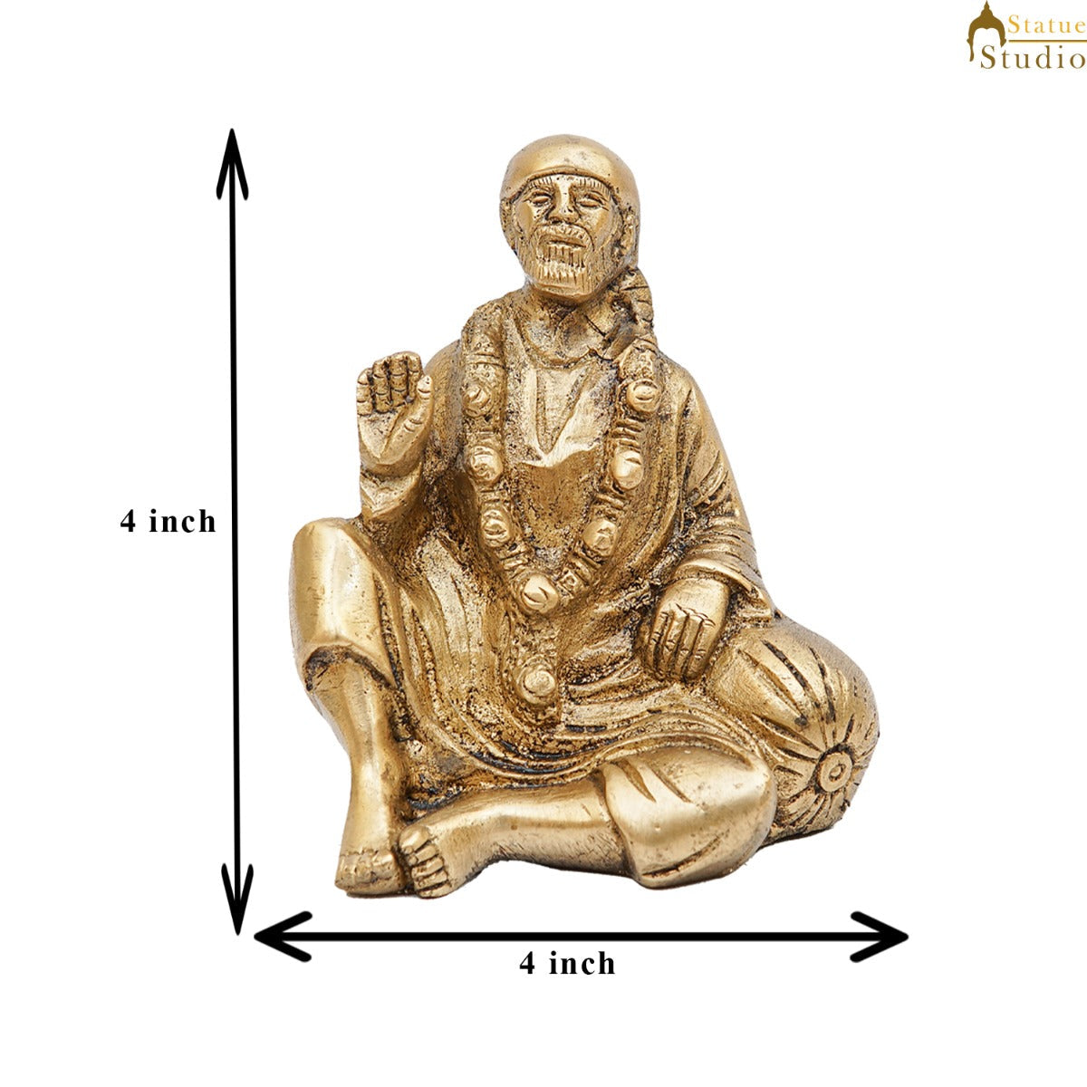 Brass Sai Baba Idol Home Temple Pooja Room Décor Statue Showpiece 4" - Image 7