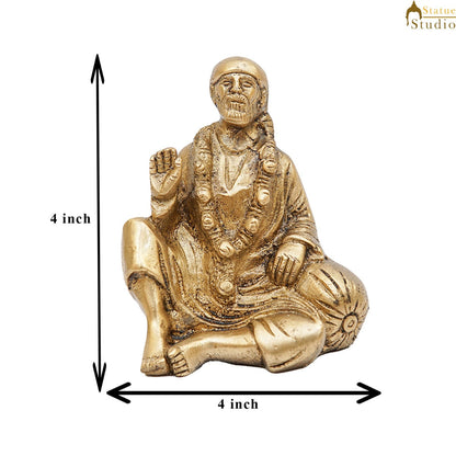 Brass Sai Baba Idol Home Temple Pooja Room Décor Statue Showpiece 4" by vendor-unknown - Hindu Gods (View 7)