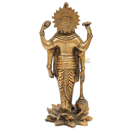 Brass Hindu Lord Vishnu Idol For Home Pooja Room Décor Gift Statue 8" by vendor-unknown - Hindu Gods (View 6)