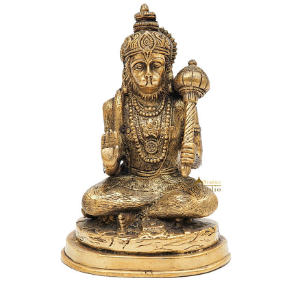 Brass Hanuman Statue Antique Finish For Home Pooja Room Decor 7 Inch by vendor-unknown - Hindu Gods (View 3)