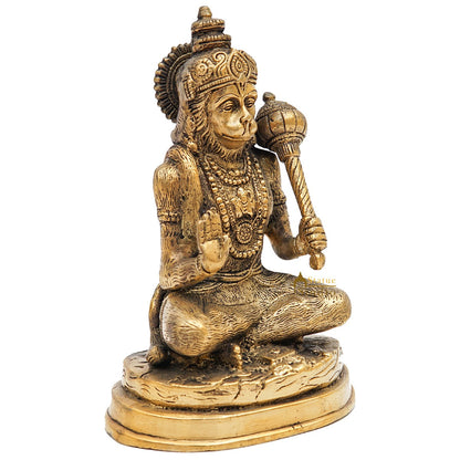 Brass Hanuman Statue Antique Finish For Home Pooja Room Decor 7 Inch by vendor-unknown - Hindu Gods (View 4)