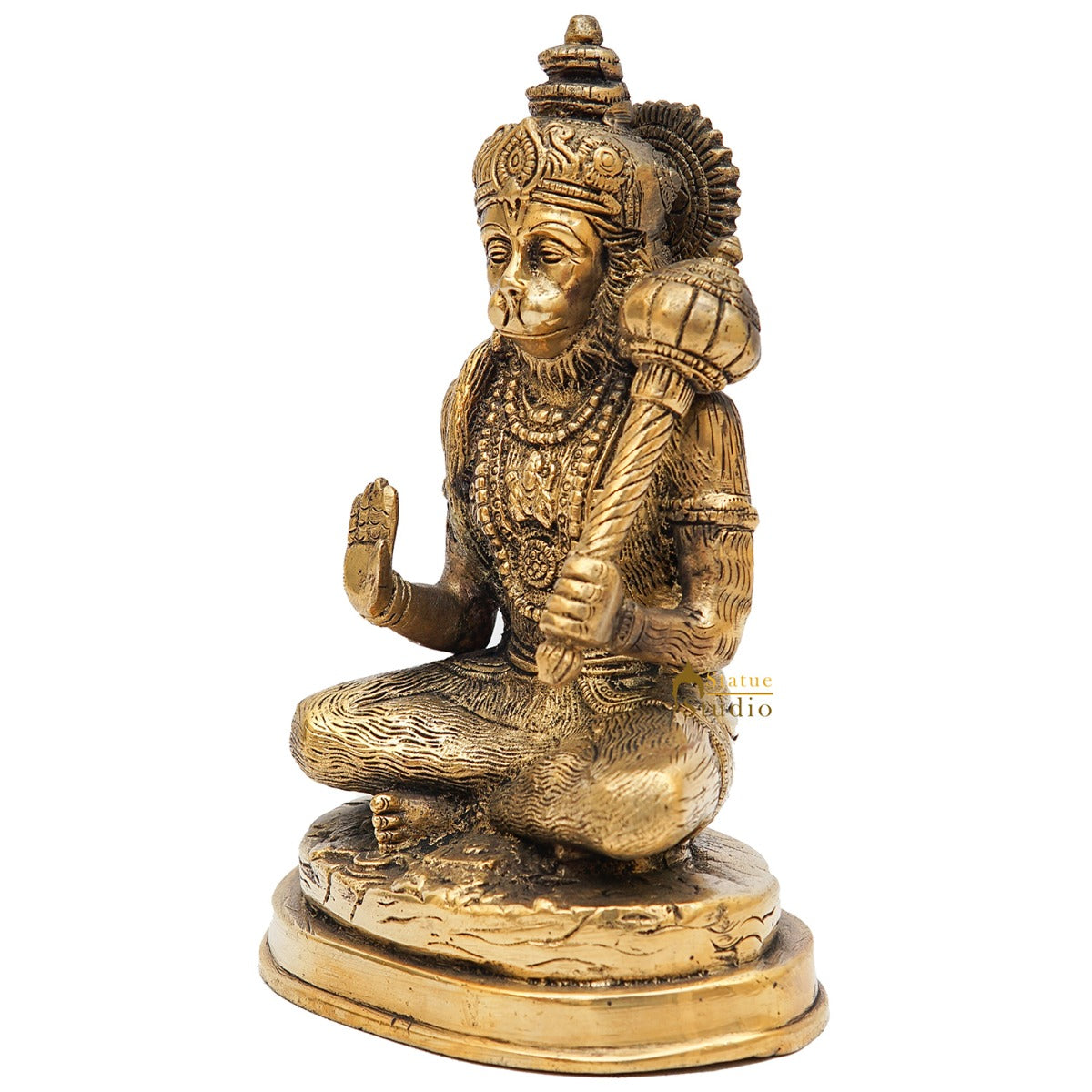Brass Hanuman Statue Antique Finish For Home Pooja Room Decor 7 Inch