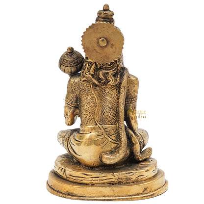 Brass Hanuman Statue Antique Finish For Home Pooja Room Decor 7 Inch by vendor-unknown - Hindu Gods (View 6)