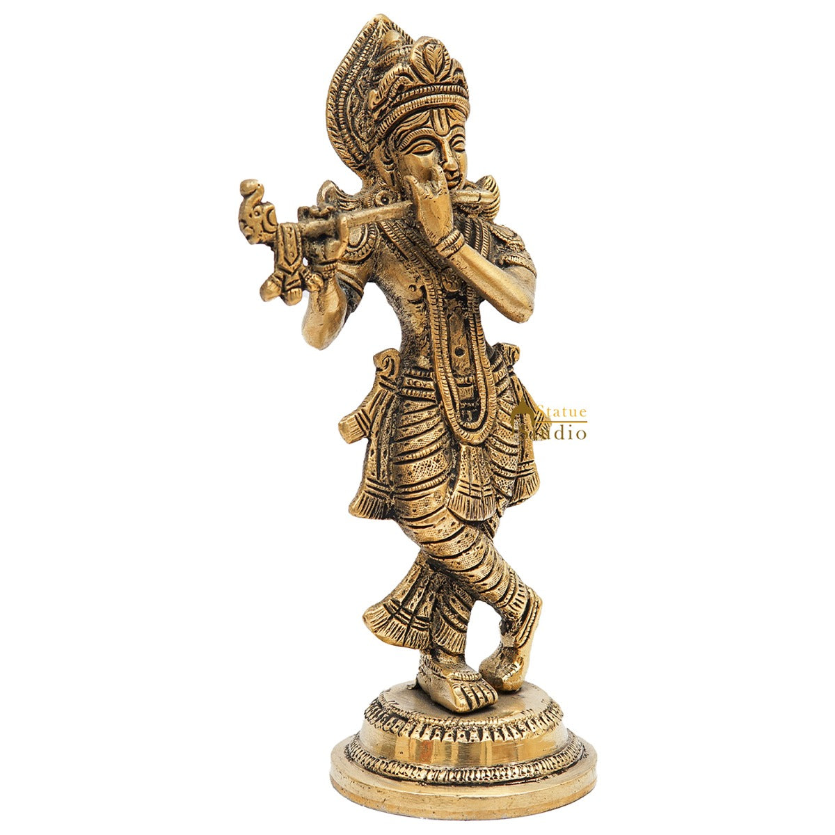 Brass Antique Krishna Idol For Home Office Desk Table Décor Gift Statue 8.5" - Image 4