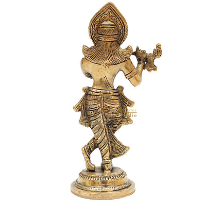 Brass Antique Krishna Idol For Home Office Desk Table Décor Gift Statue 8.5" by vendor-unknown - Hindu Gods (View 6)