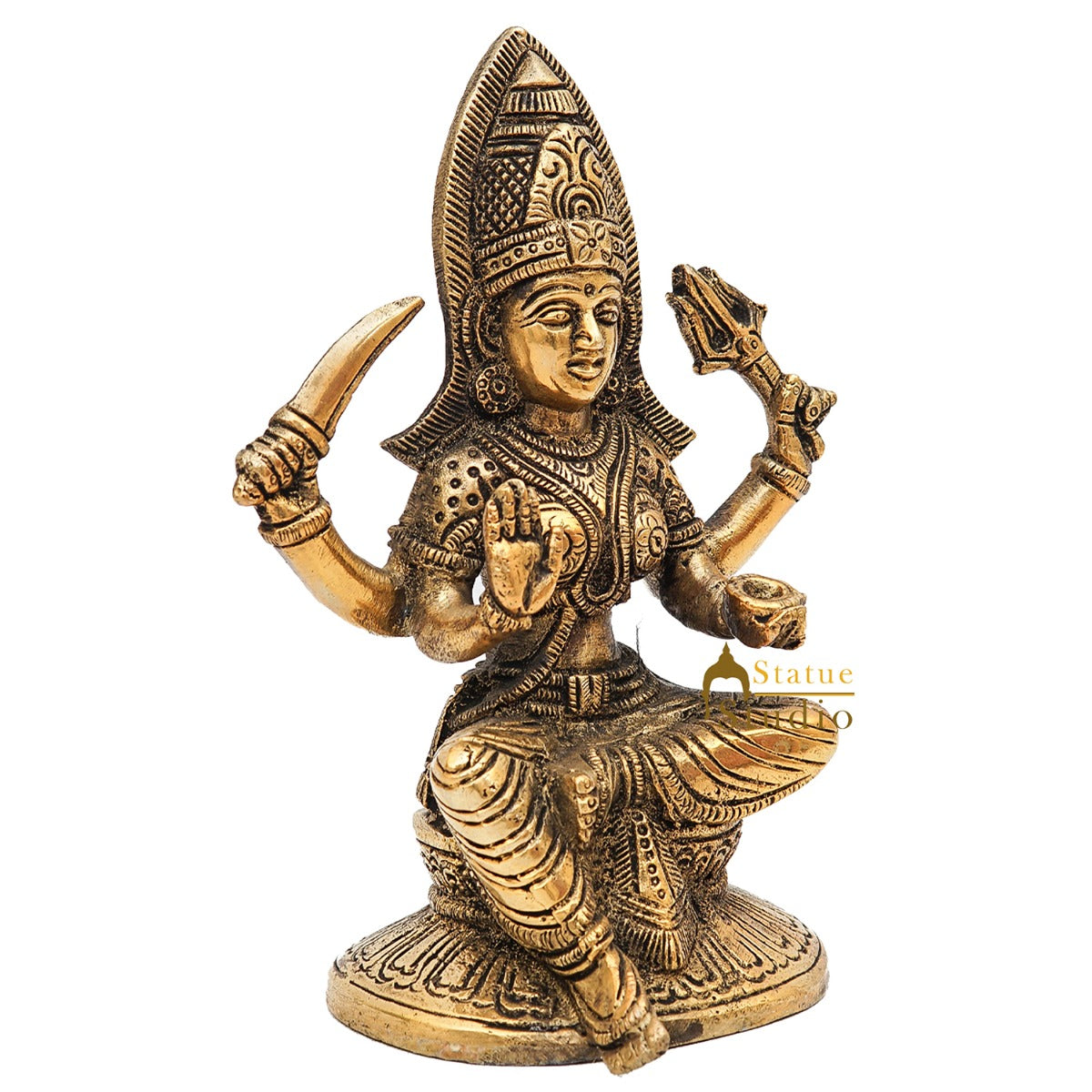 Brass South Indian Goddess Mariamman Religious Puja Décor Idol Statue 6" - Image 5