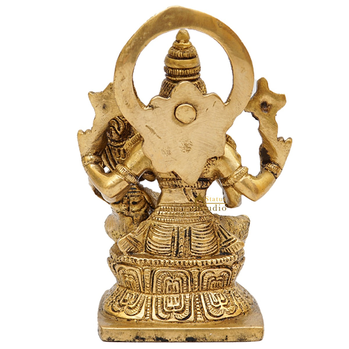 Brass Narsingh Laxmi Idol Under Serpent Religious Lucky Décor Statue 5" - Image 6