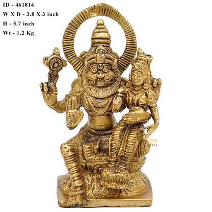 Brass Narsingh Laxmi Idol Under Serpent Religious Lucky Décor Statue 5" by vendor-unknown - Hindu Gods (View 7)