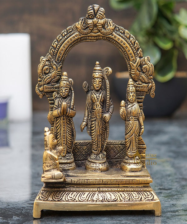 Brass Small Ram Darbar Family Idol Home Pooja Room Décor Showpiece Statue 6" - Eco-friendly - Sama Homes