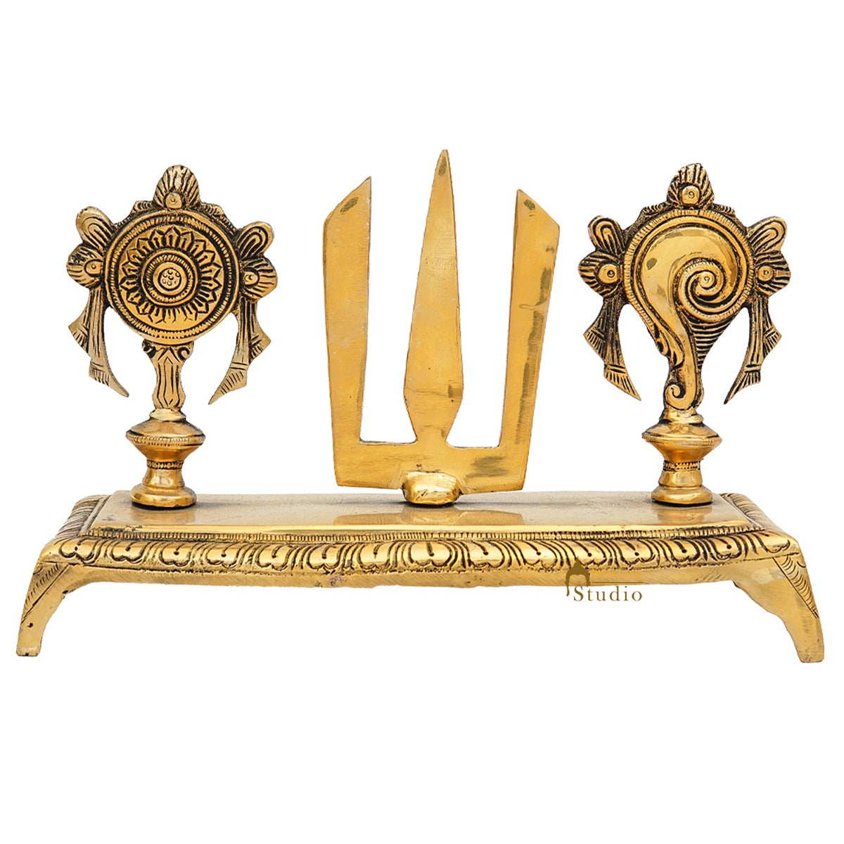 Brass Antique Venkateshvara Chakra Puja Room Home Temple Décor Showpiece 6" - Image 3