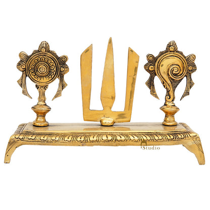 Brass Antique Venkateshvara Chakra Puja Room Home Temple Décor Showpiece 6" by vendor-unknown - Hindu Gods (View 3)