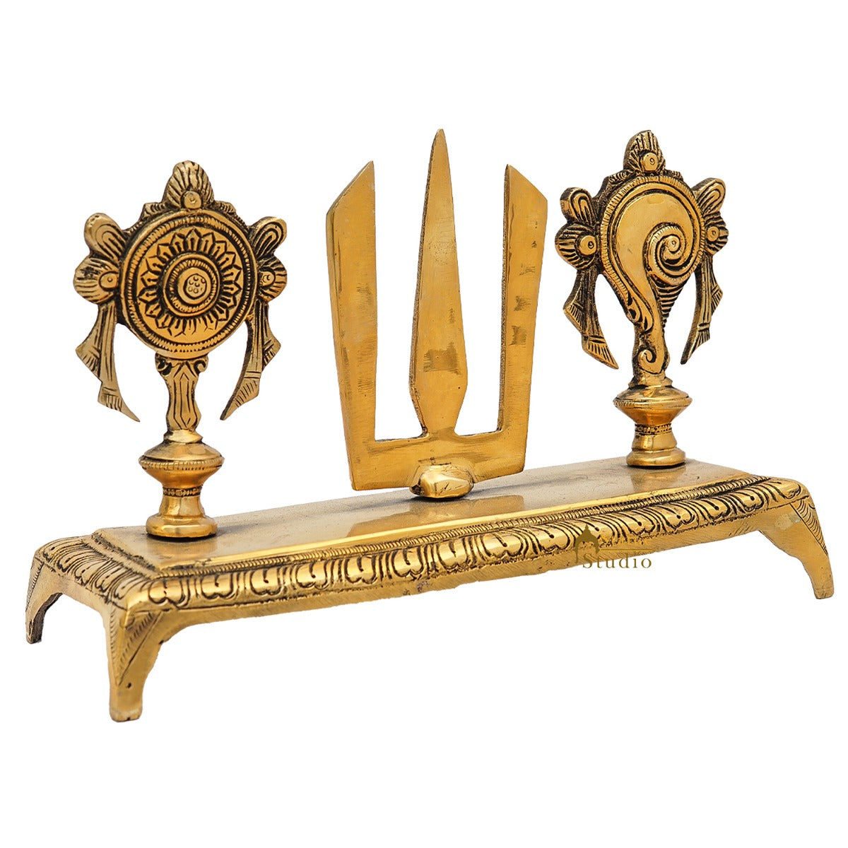 Brass Antique Venkateshvara Chakra Puja Room Home Temple Décor Showpiece 6" - Image 4