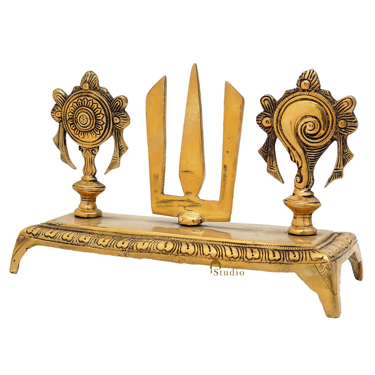 Brass Antique Venkateshvara Chakra Puja Room Home Temple Décor Showpiece 6" - Image 5