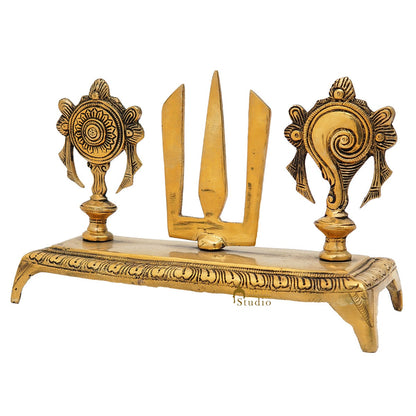 Brass Antique Venkateshvara Chakra Puja Room Home Temple Décor Showpiece 6" by vendor-unknown - Hindu Gods (View 5)