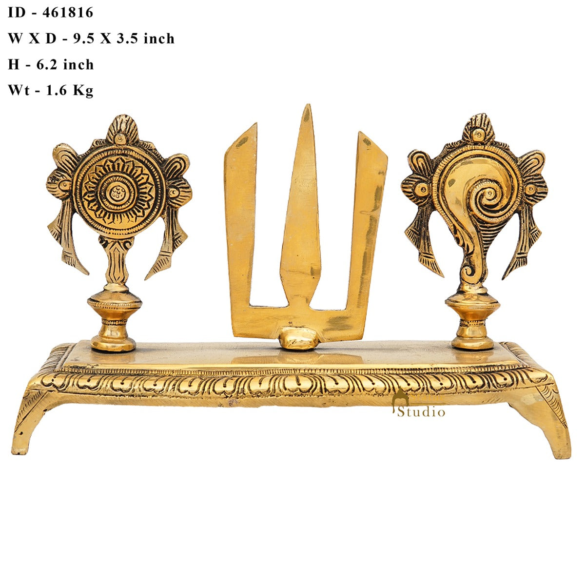 Brass Antique Venkateshvara Chakra Puja Room Home Temple Décor Showpiece 6" - Image 8