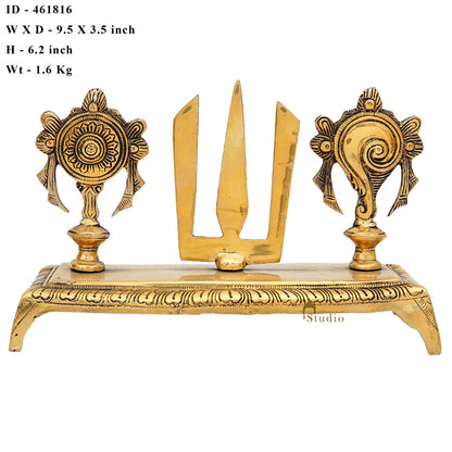 Brass Antique Venkateshvara Chakra Puja Room Home Temple Décor Showpiece 6" by vendor-unknown - Hindu Gods (View 8)