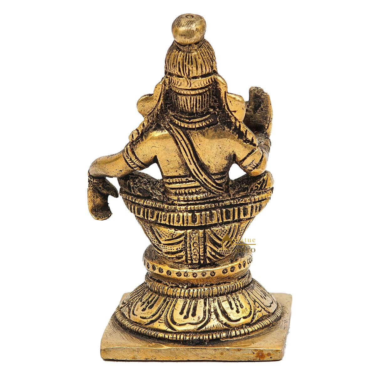 Brass Antique Lord Ayyappan Mini Statue South Indian Idol Puja Room Religious Décor Gift 4.5"