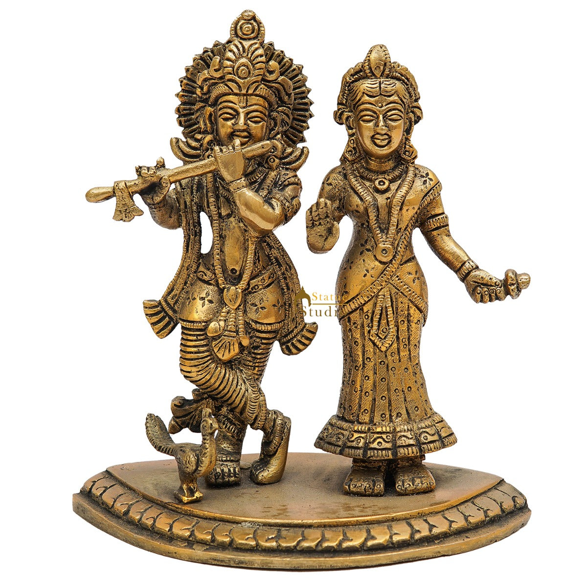 Brass Small Radha Krishna Idol For Home Temple Pooja Room Décor Gift 6 Inch - Image 3
