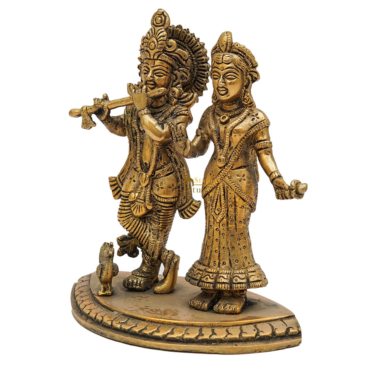 Brass Small Radha Krishna Idol For Home Temple Pooja Room Décor Gift 6 Inch - Image 5