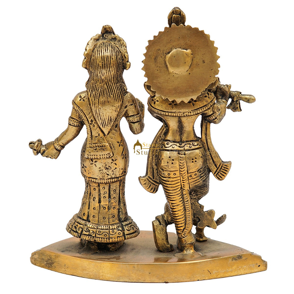 Brass Small Radha Krishna Idol For Home Temple Pooja Room Décor Gift 6 Inch - Image 6