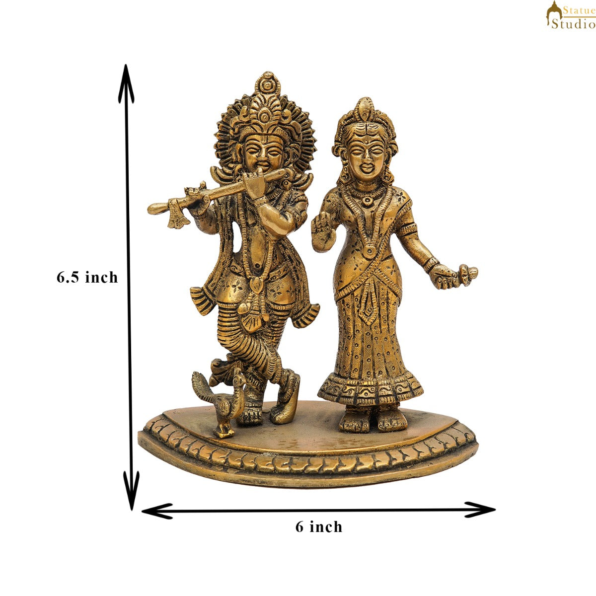 Brass Small Radha Krishna Idol For Home Temple Pooja Room Décor Gift 6 Inch