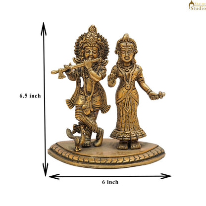 Brass Small Radha Krishna Idol For Home Temple Pooja Room Décor Gift 6 Inch by vendor-unknown - Hindu Gods (View 7)