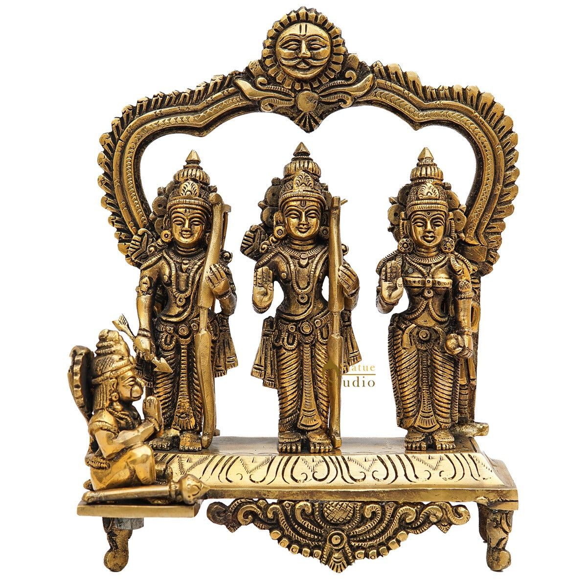 Brass Ram Darbar Family Idol Home Pooja Room Décor Showpiece Statue 9" - Image 3