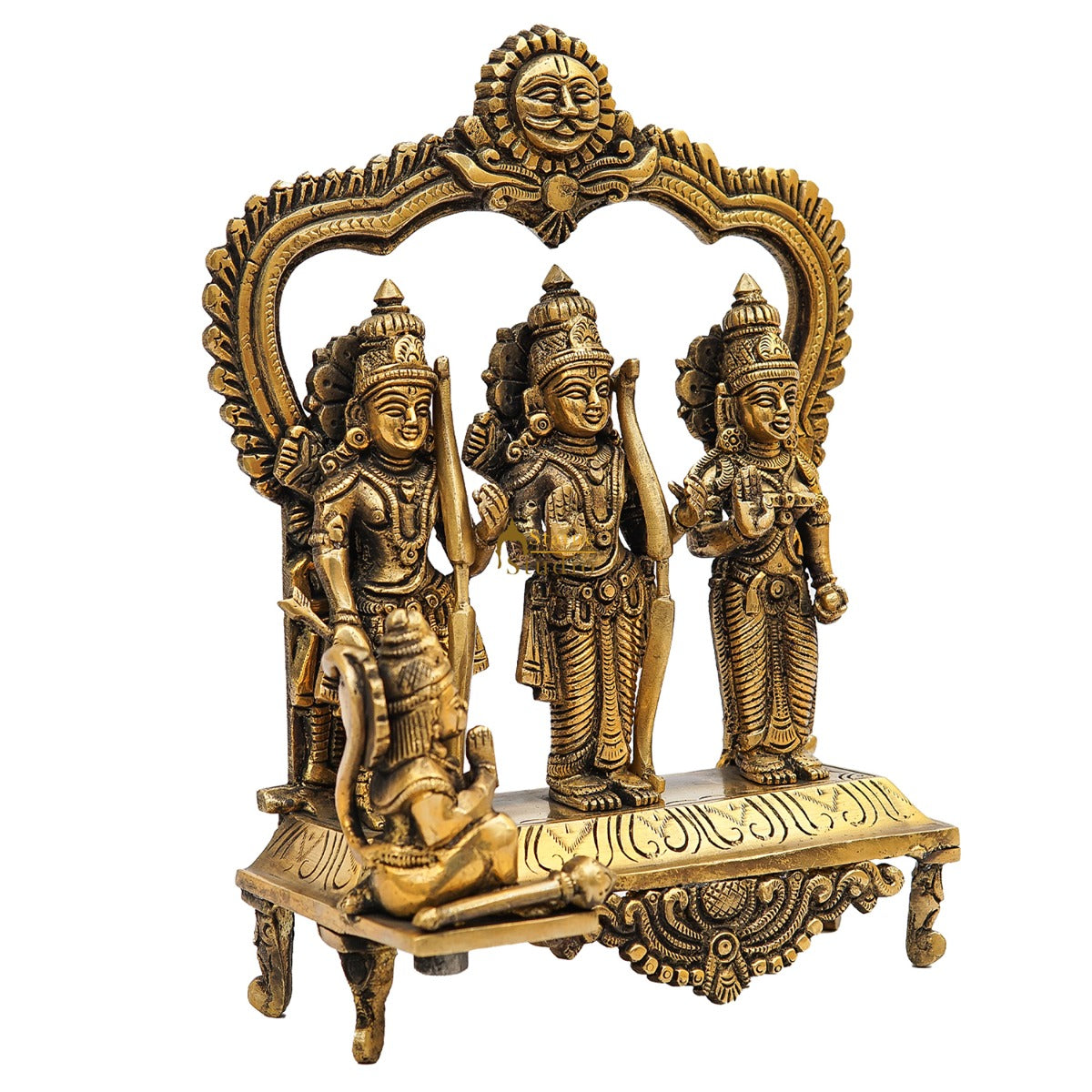 Brass Ram Darbar Family Idol Home Pooja Room Décor Showpiece Statue 9" - Image 5