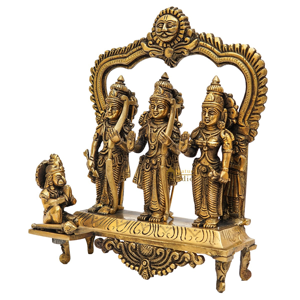 Brass Ram Darbar Family Idol Home Pooja Room Décor Showpiece Statue 9"